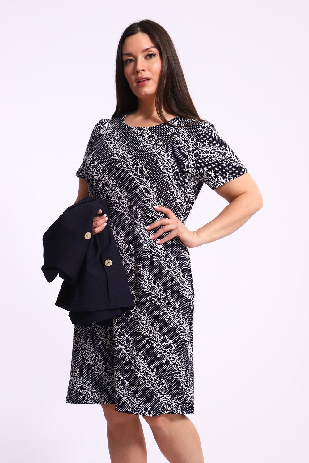 Костюм с платьем 31883 - синий