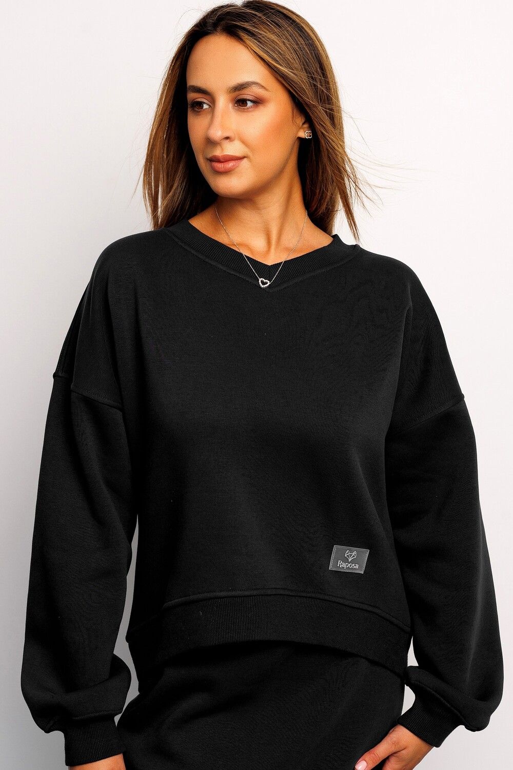 Свитшот худи оверсайз кофта с начесом 387BLK - черный