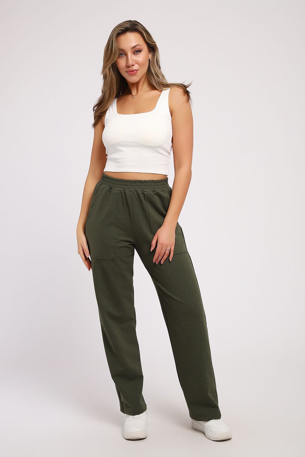 Брюки 21066 - хаки меланж