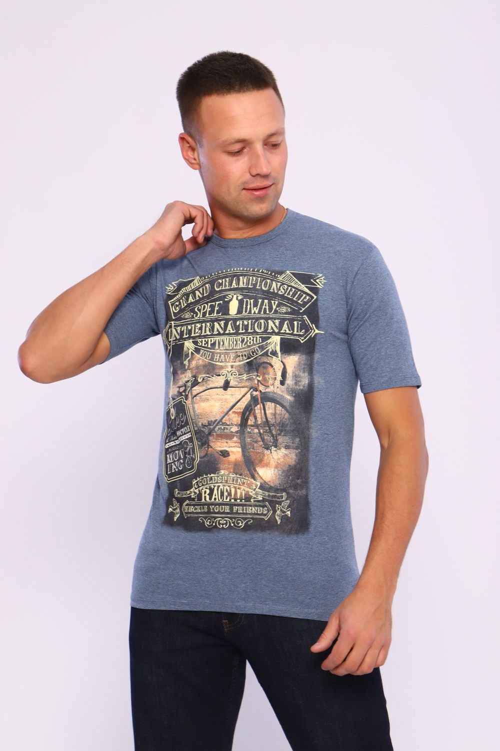 Футболка мужская ФМ-3 - синий+буквы