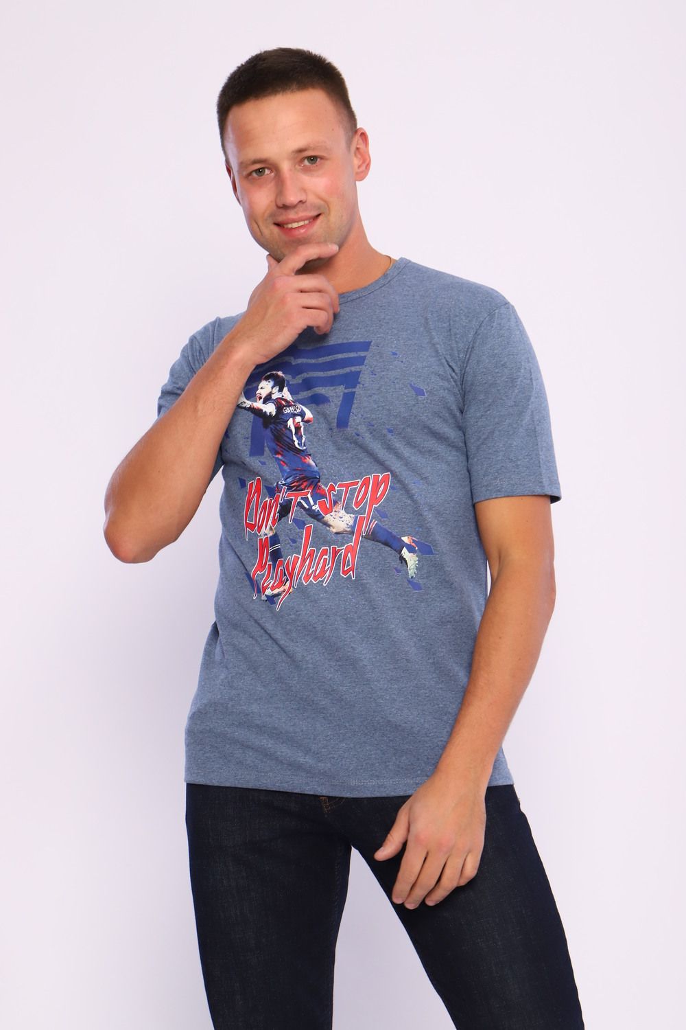 Футболка мужская ФМ-3 - сине-серый