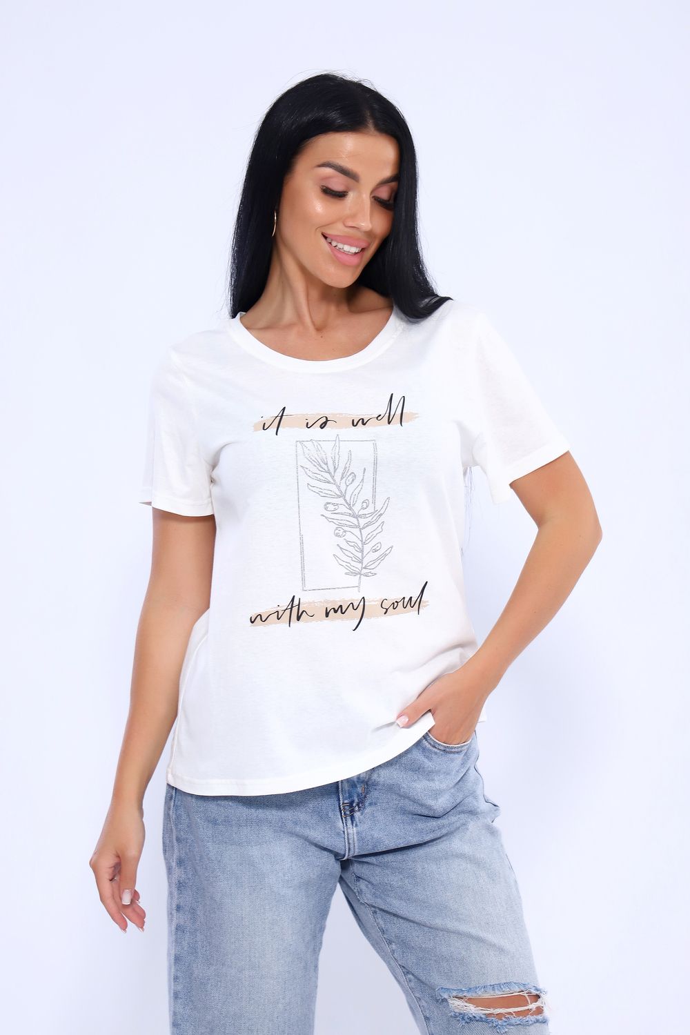 Футболка 80036 - молочный