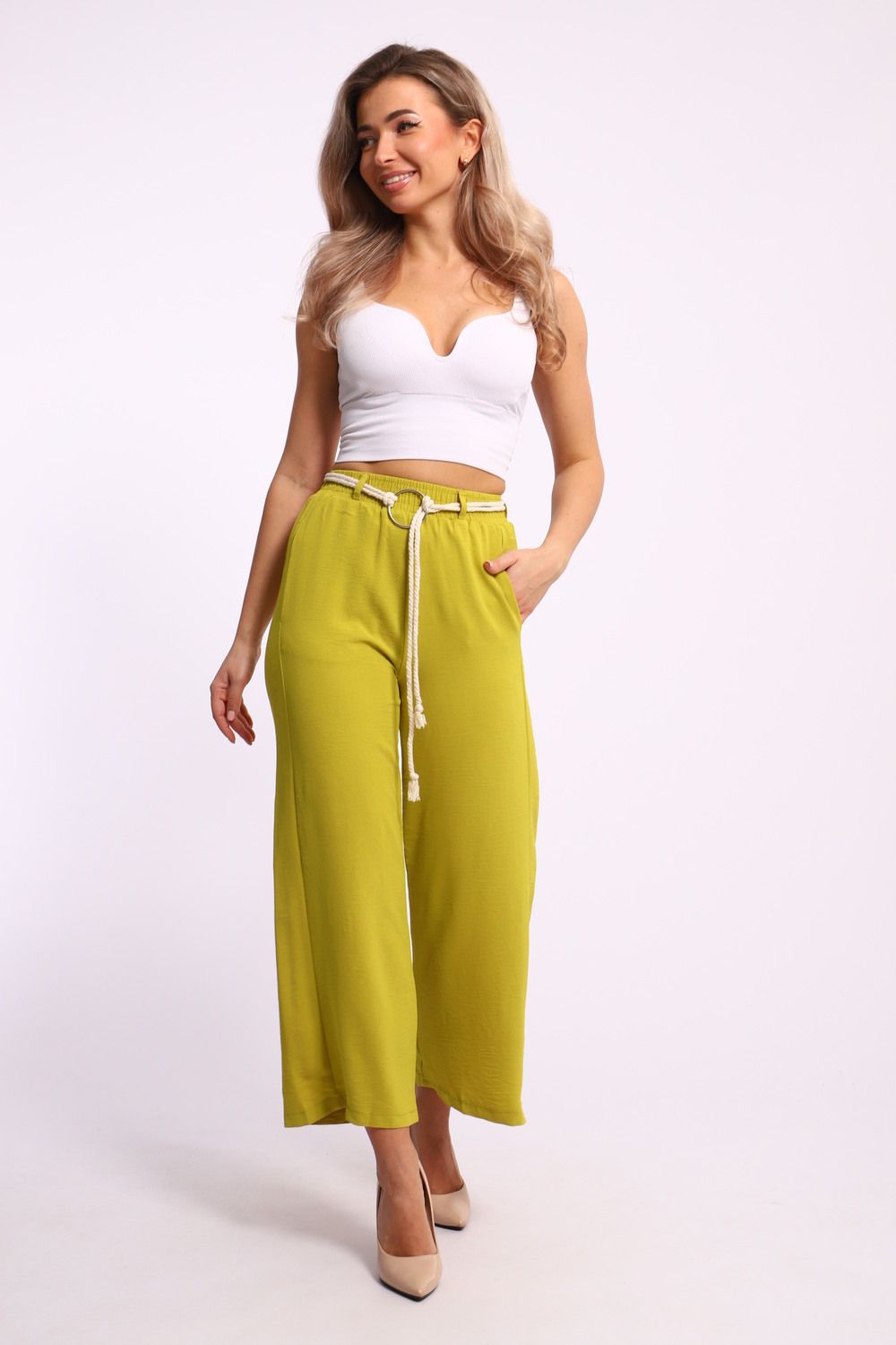 Женские брюки 31911 - желтый лайм