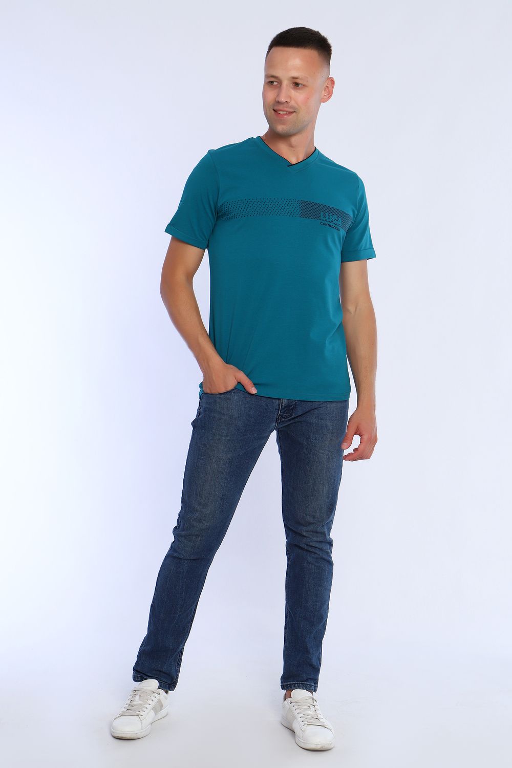 Футболка с принтом больших размеров 86095 - бирюзовый