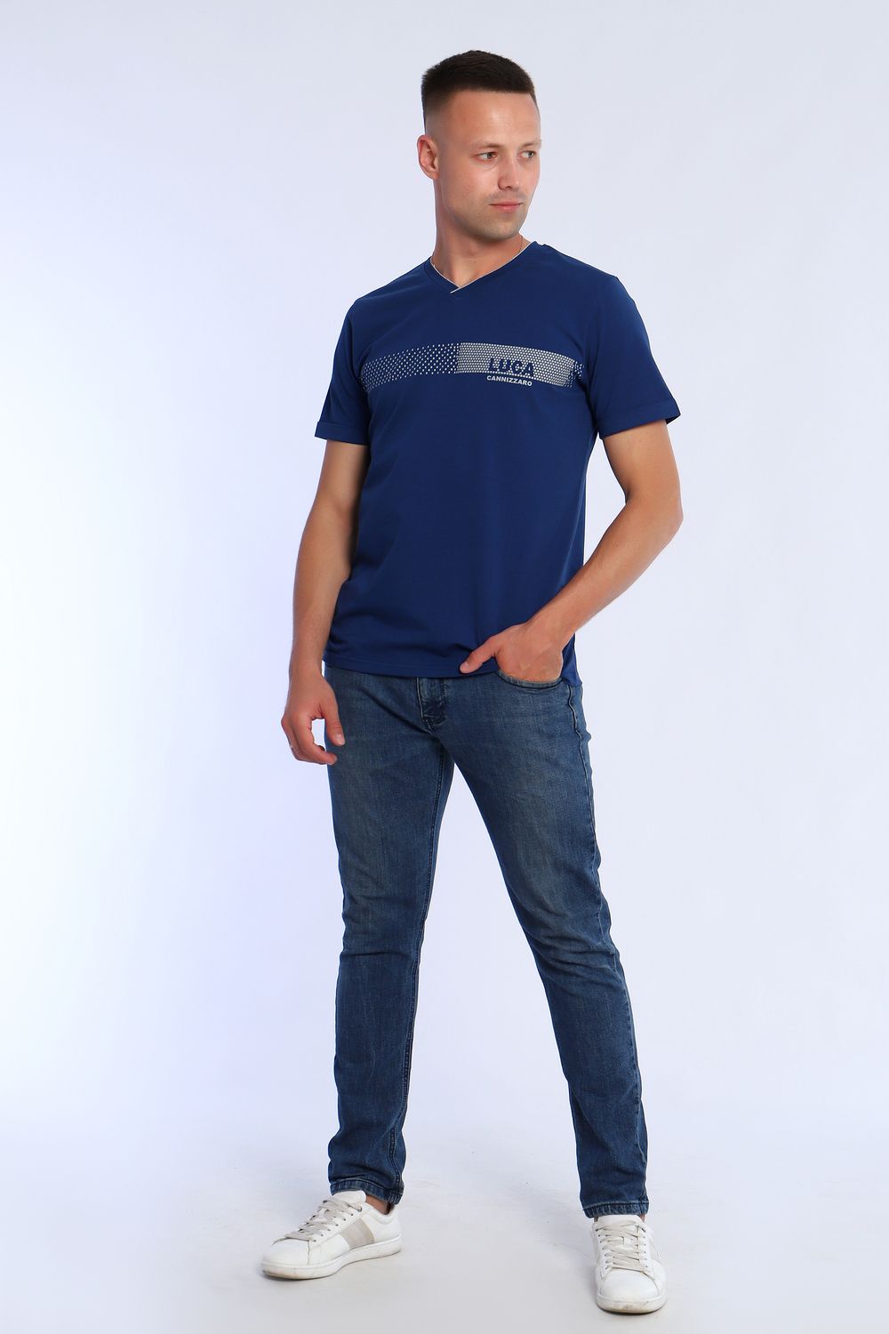 Футболка с принтом больших размеров 86095 - индиго