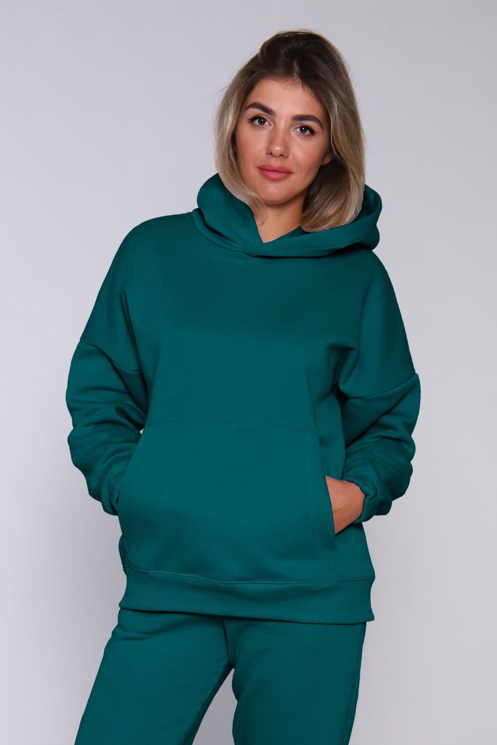 Толстовка с начесом Х 004 - изумрудный