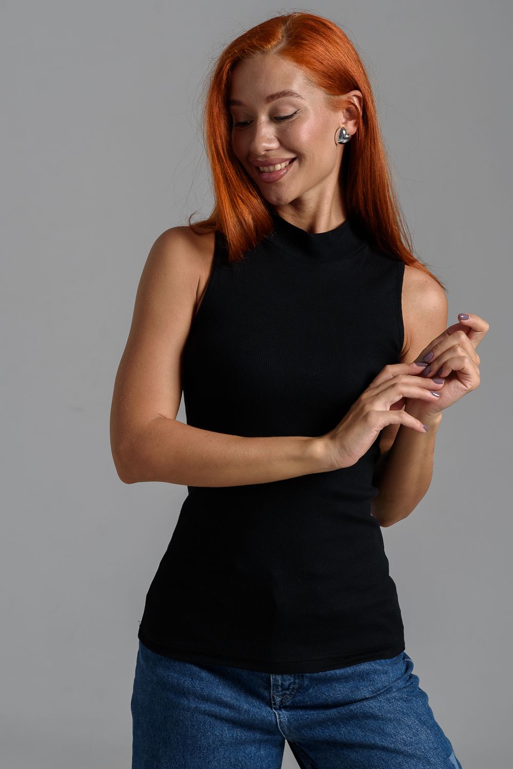 Майка с горлом женская 14438/1 - черный