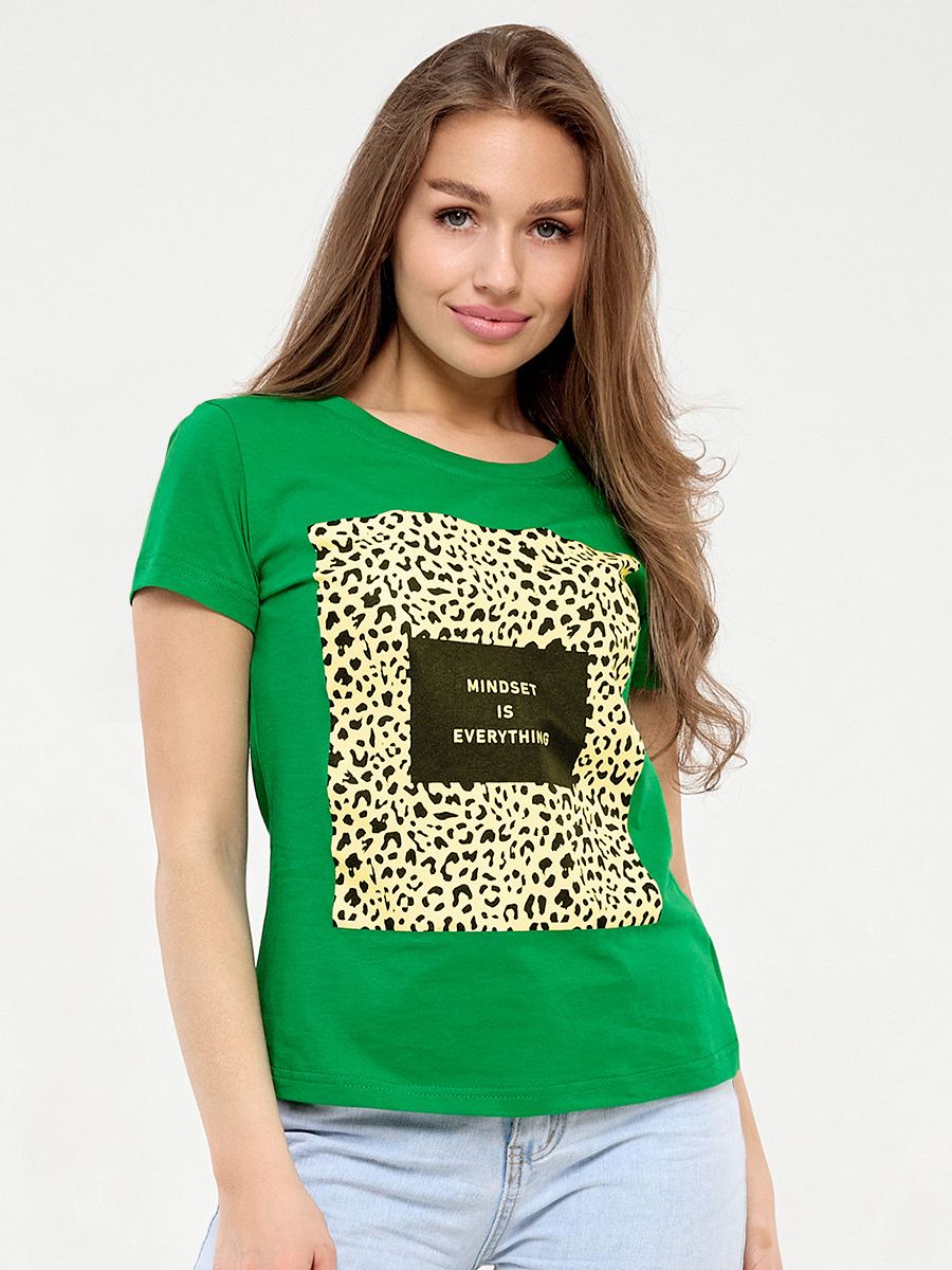 Футболка с леопардовым принтом ЛЕОWSP - зеленый