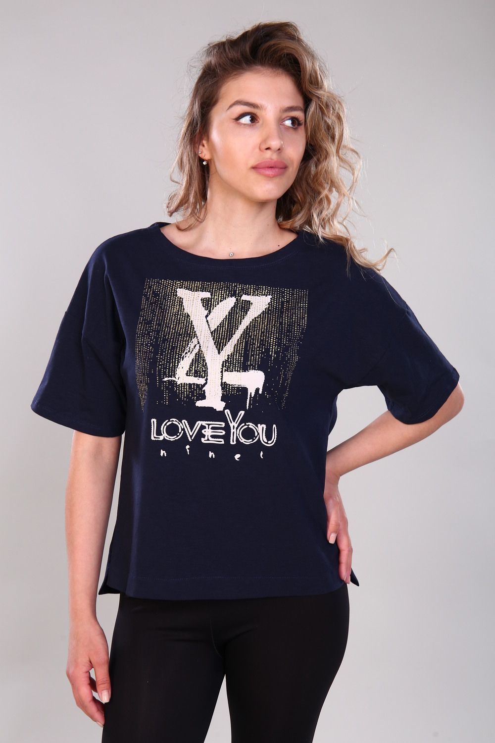 Футболка женская свободная Ф 24 - темно-синий