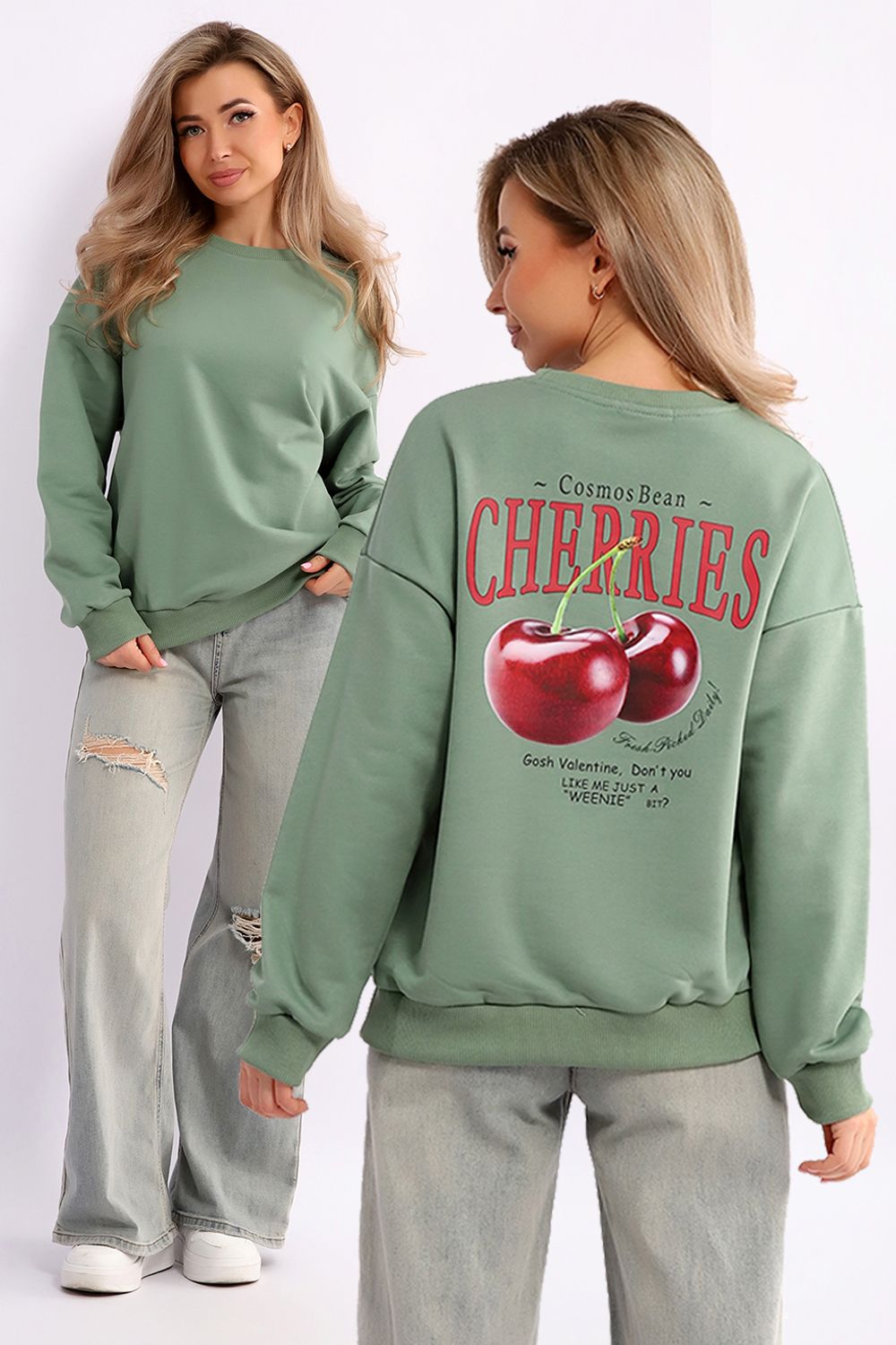 Свитшот женский 82083 - зеленая-мята