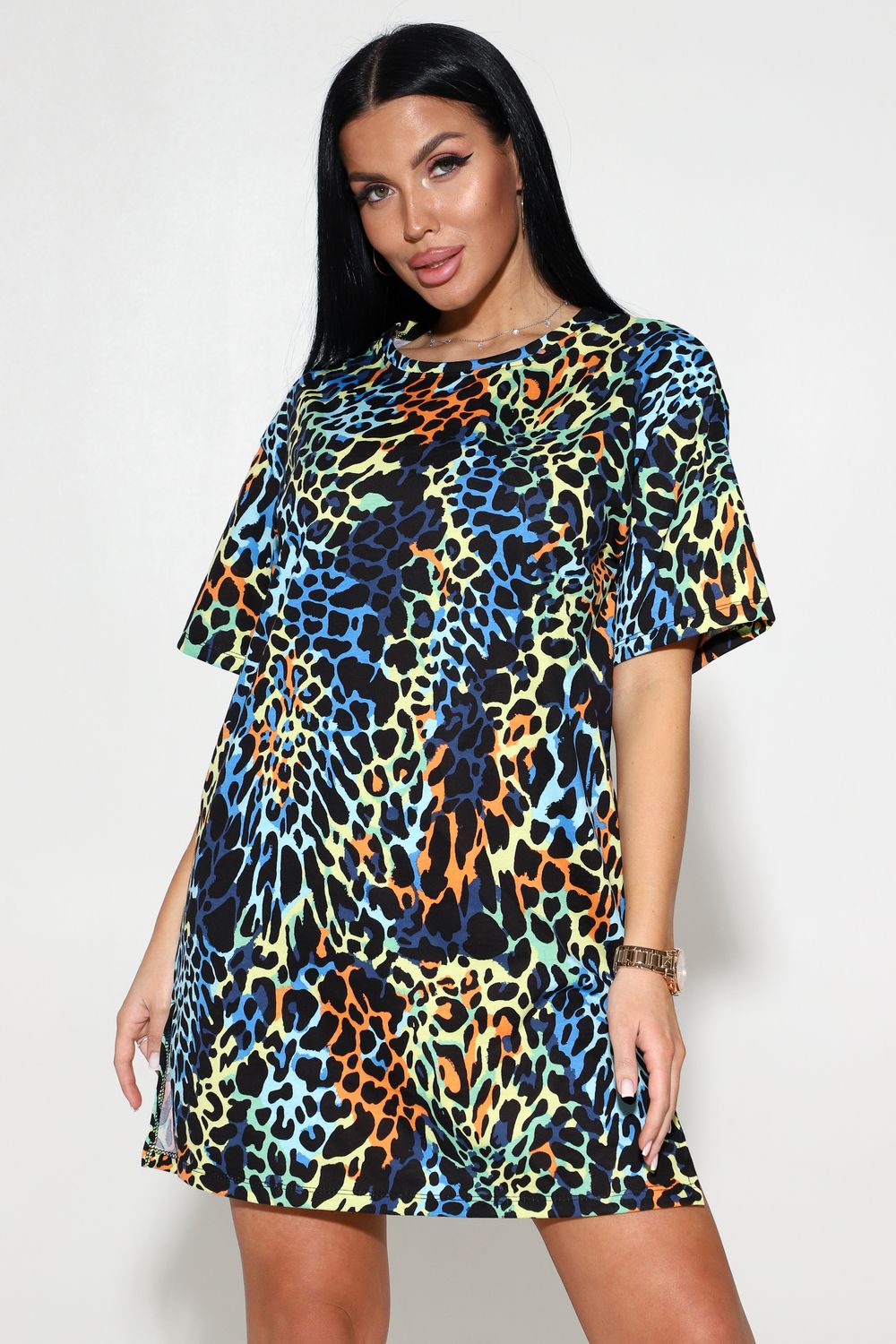 Футболка 131 удлиненная - леопард