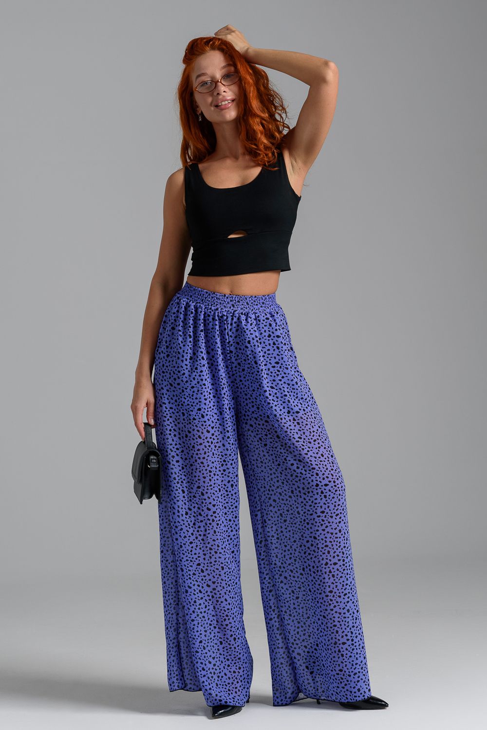 7437 брюки женские - леопард на сирени