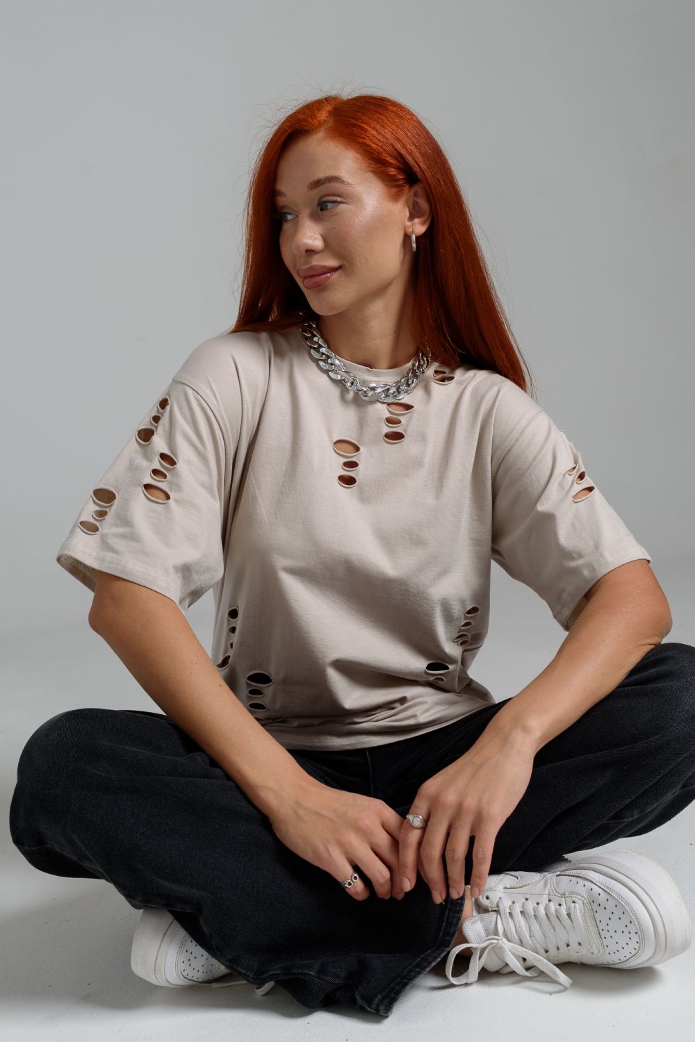 7458 футболка женская - бежевый