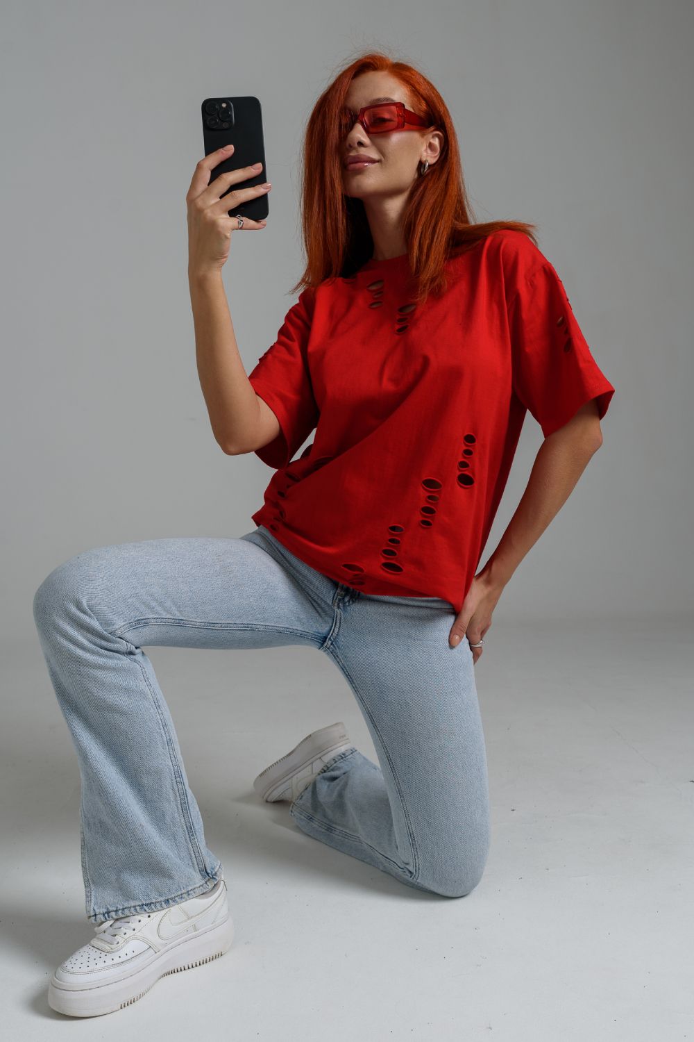 7458 футболка женская - красный