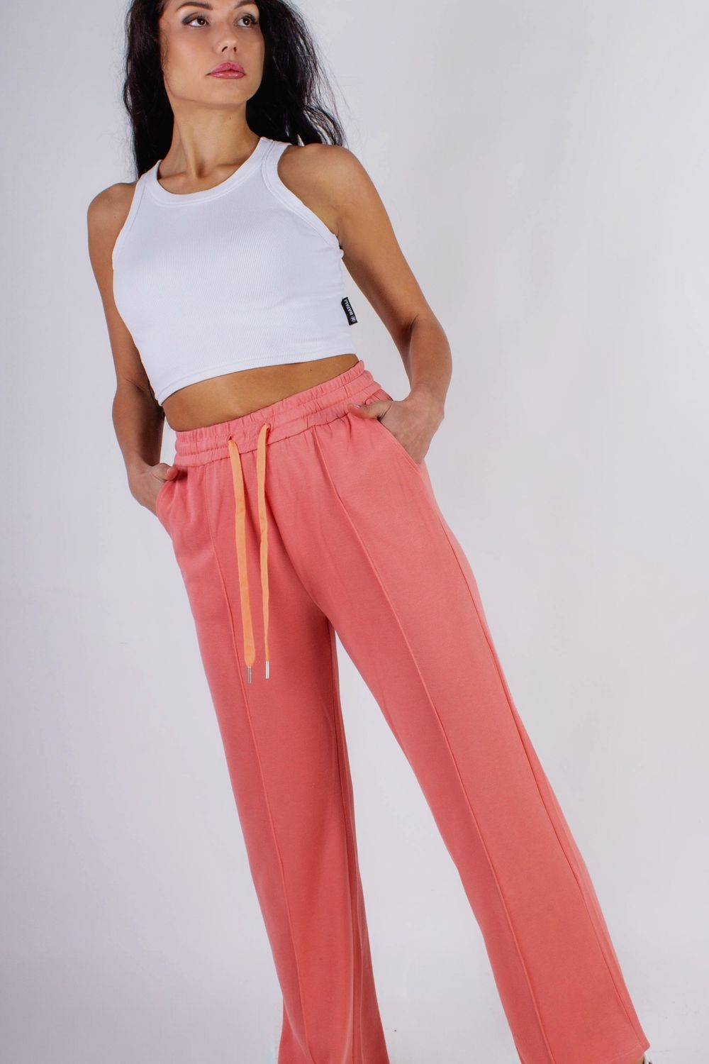 Трикотажные брюки со стрелкой, на резинке - розовый