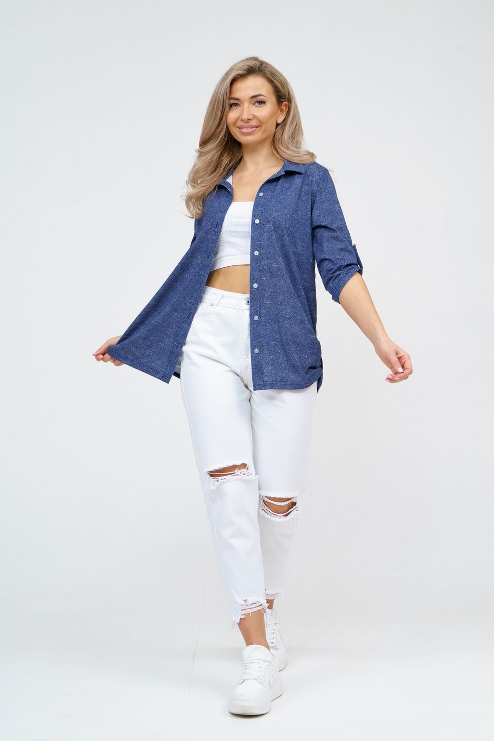 Рубашка 36918 - джинс полоса