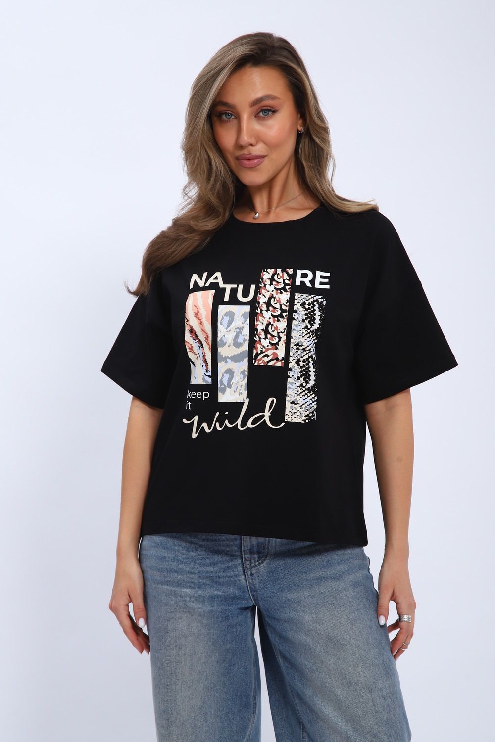 Футболка женская Modellance c принтом 32077 - черный