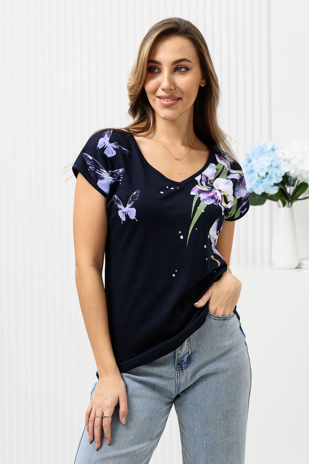 Футболка 7158/1 - ирисы