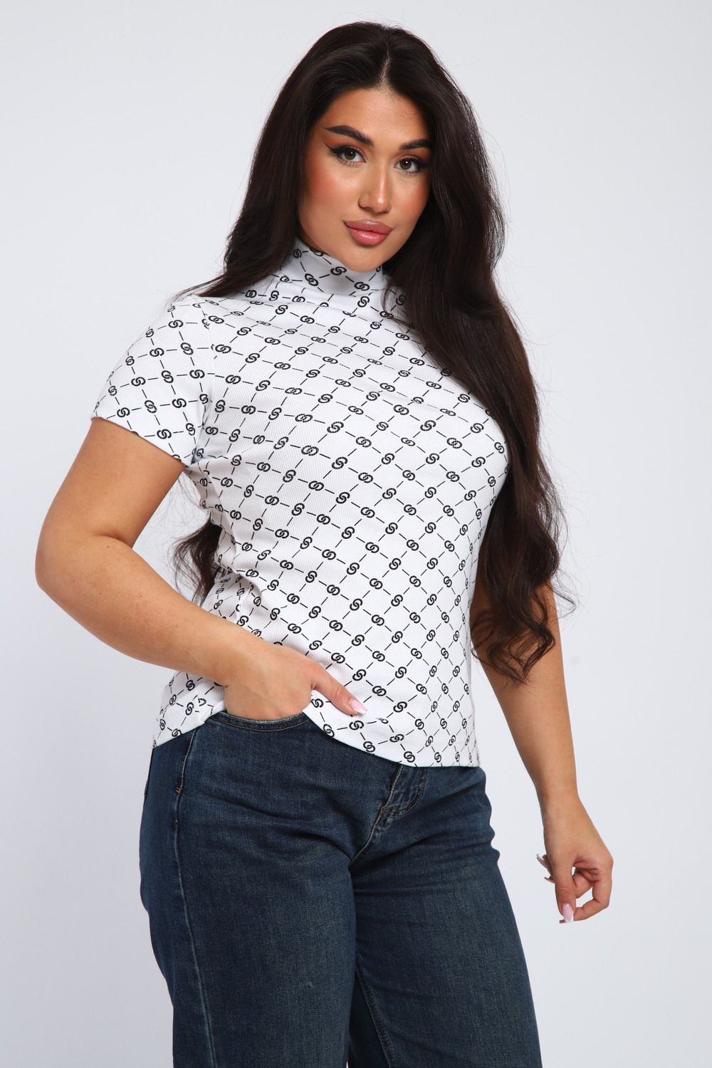 Футболка женская ФЖ0035 - белый,черный