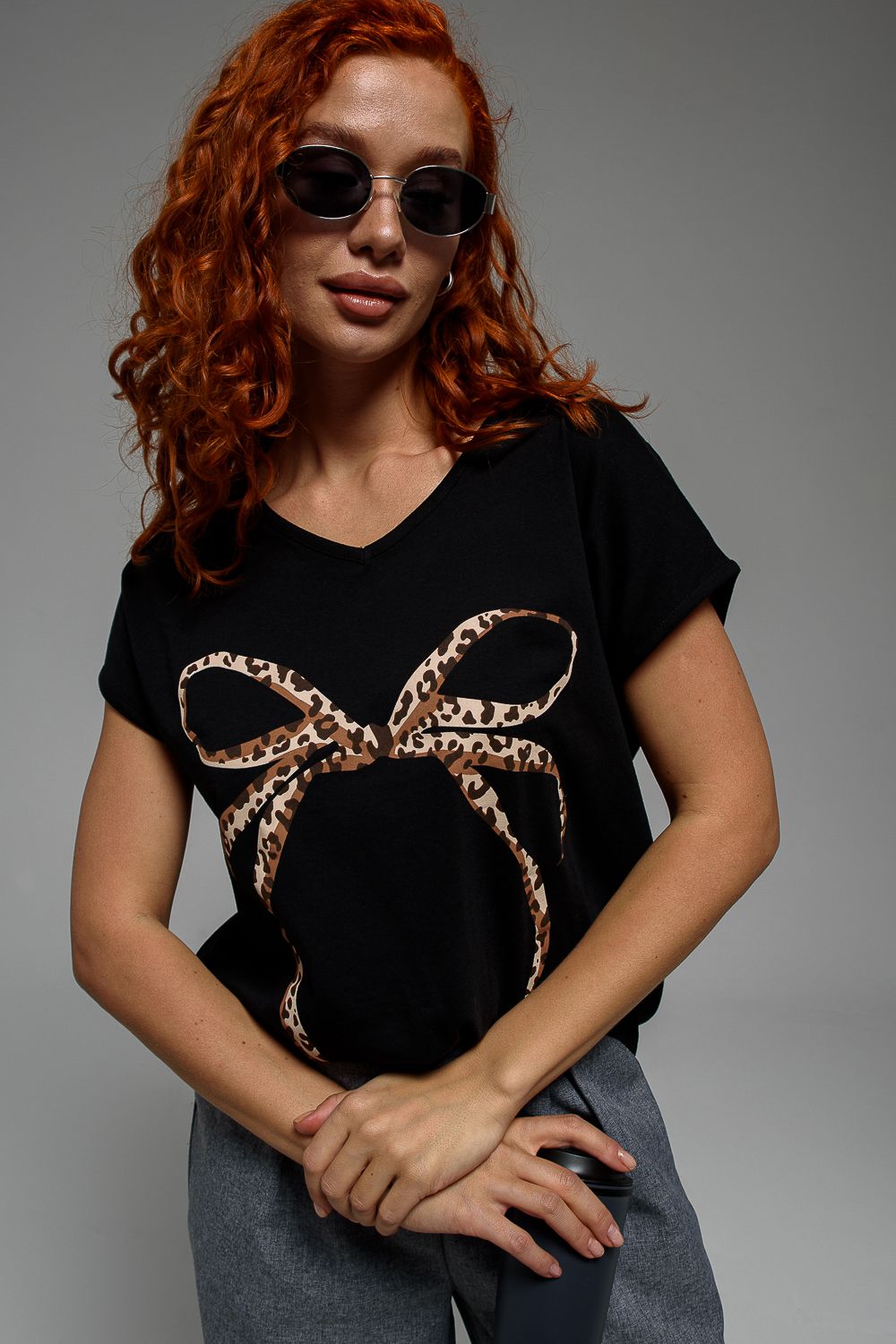 Футболка 7158/1 - черный+бант