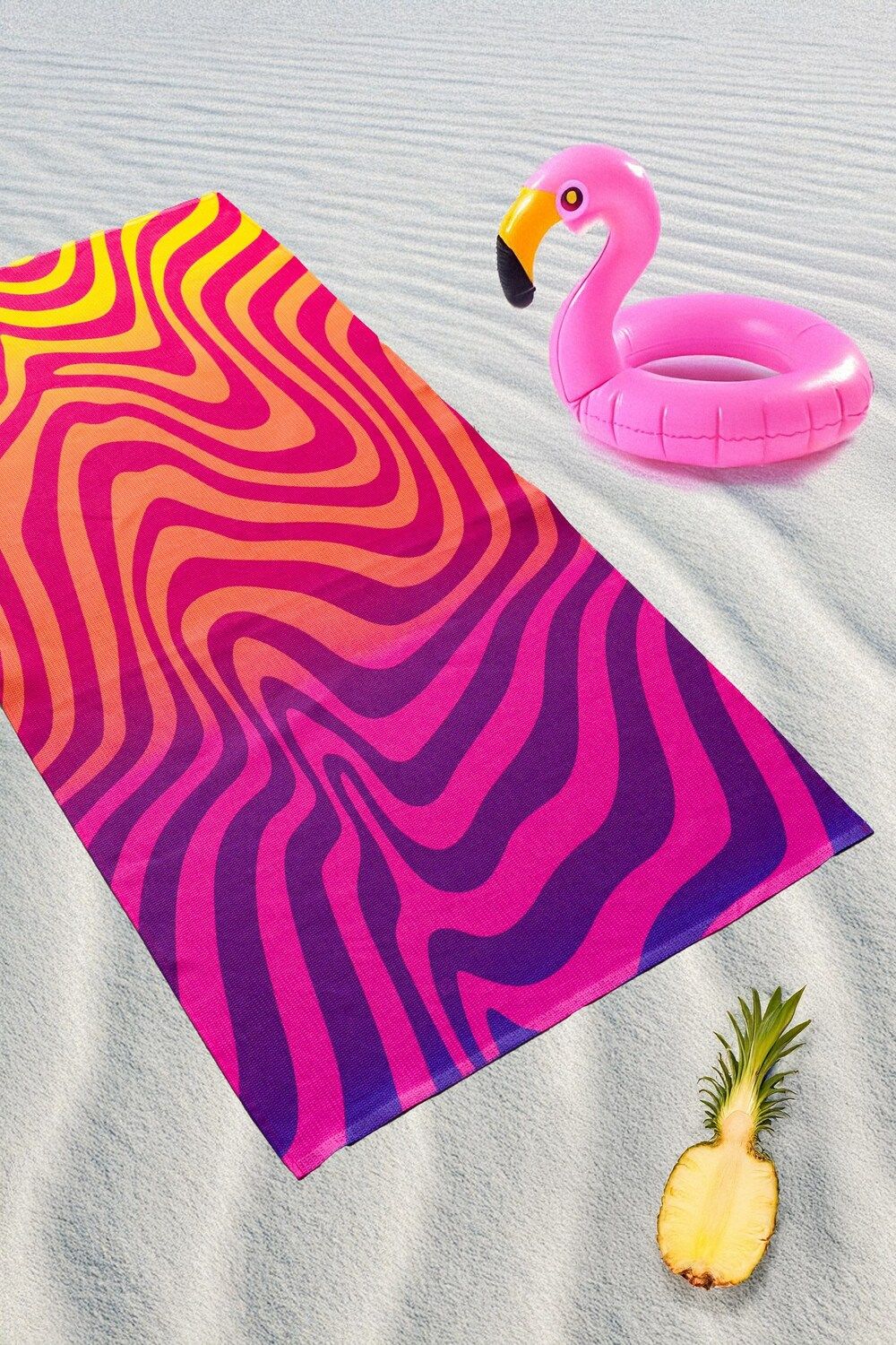 Полотенце пляжное Волна эмоций - красно-желтый