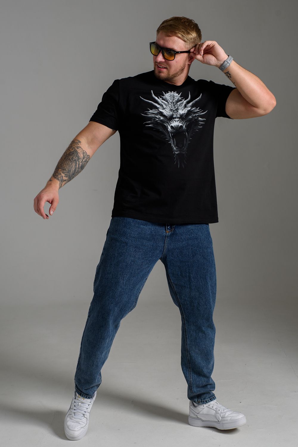 8550 футболка унисекс - черный+дракон