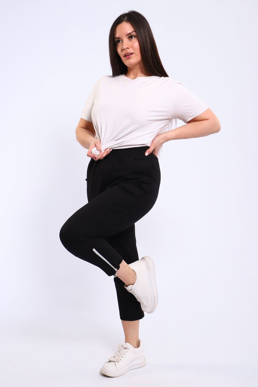 83905 брюки укороченные с молнией - черный