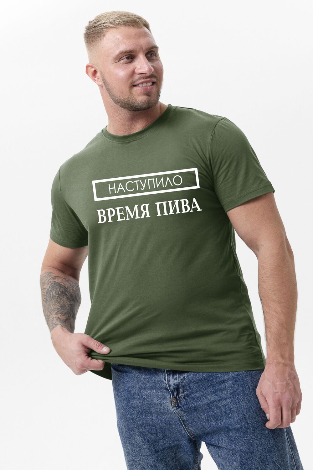 8553 футболка мужская - олива+мир
