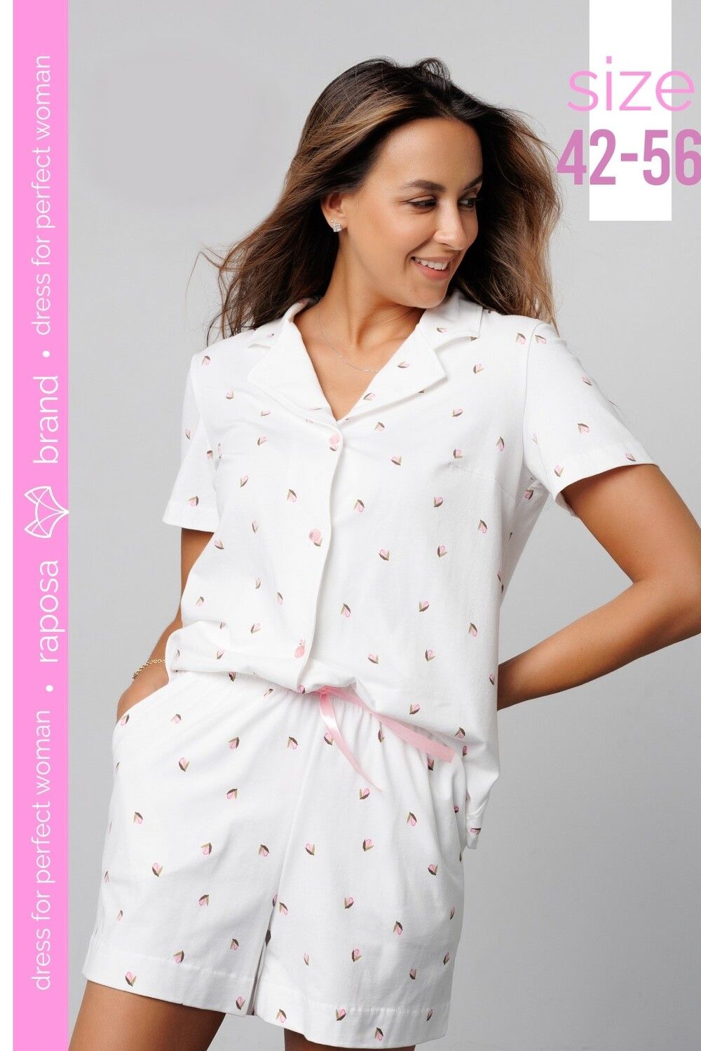 Пижама с шортами и рубашкой 410WHT - белый