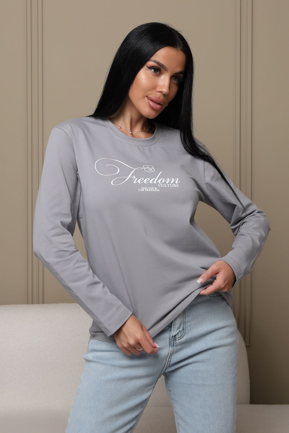 Лонгслив женский ЛЖ001 - серый