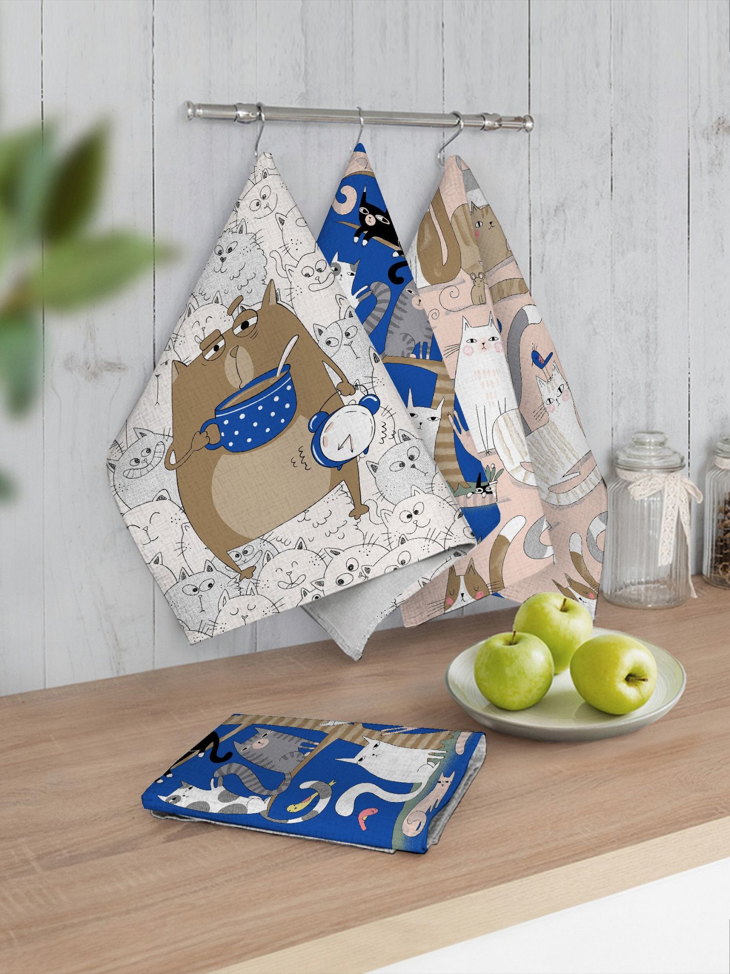 Полотенце вафельное "Котофеи" р.45*60