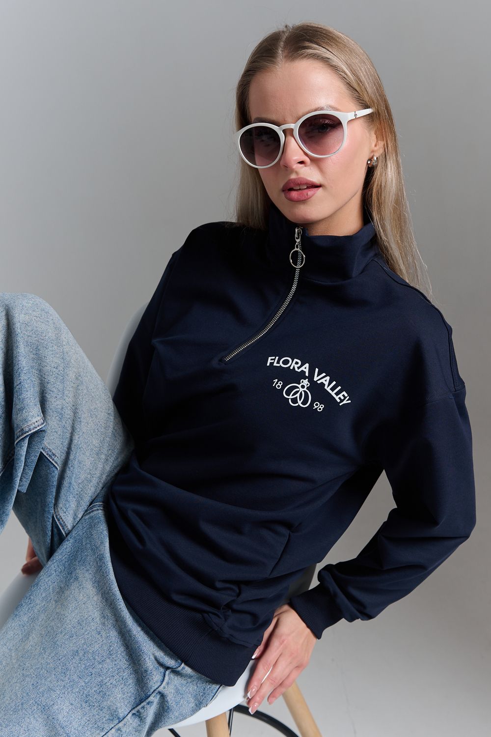 7482W толстовка женская - темно-синий