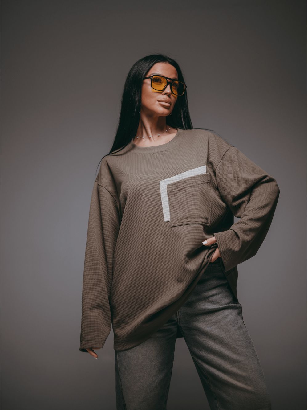 Дабл свитшот женский (хаки)