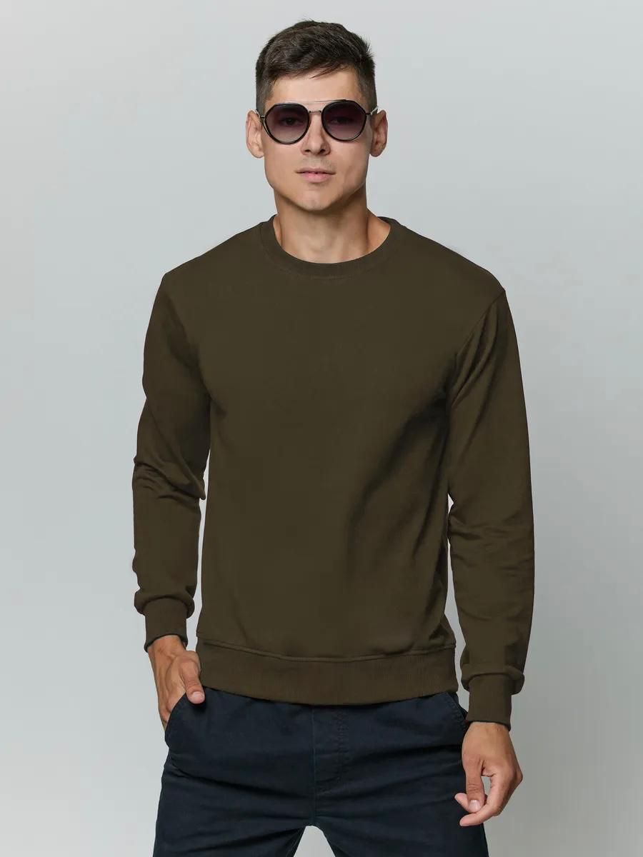 Лонгслив мужской футер двухнитка, Арт. 810 - хаки