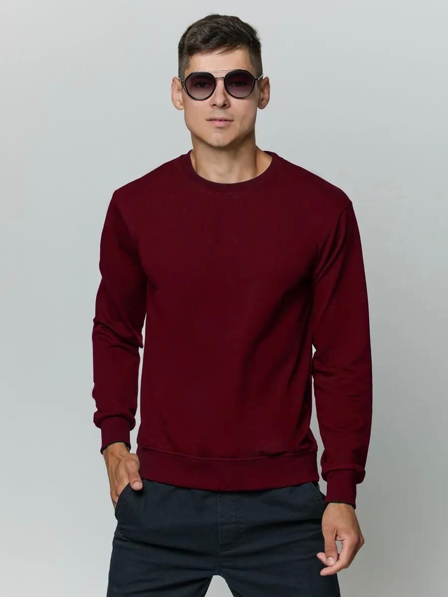 Лонгслив мужской футер двухнитка, Арт. 810 - бордо