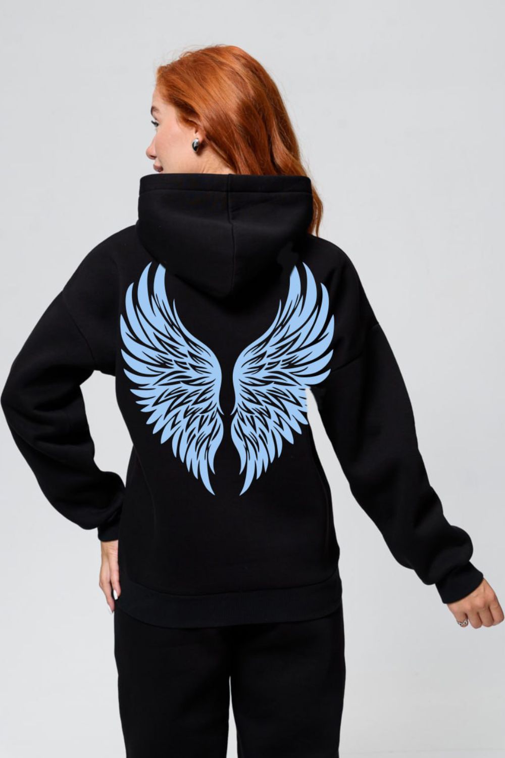 8578 толстовка женская оверсайз - черный+ангел