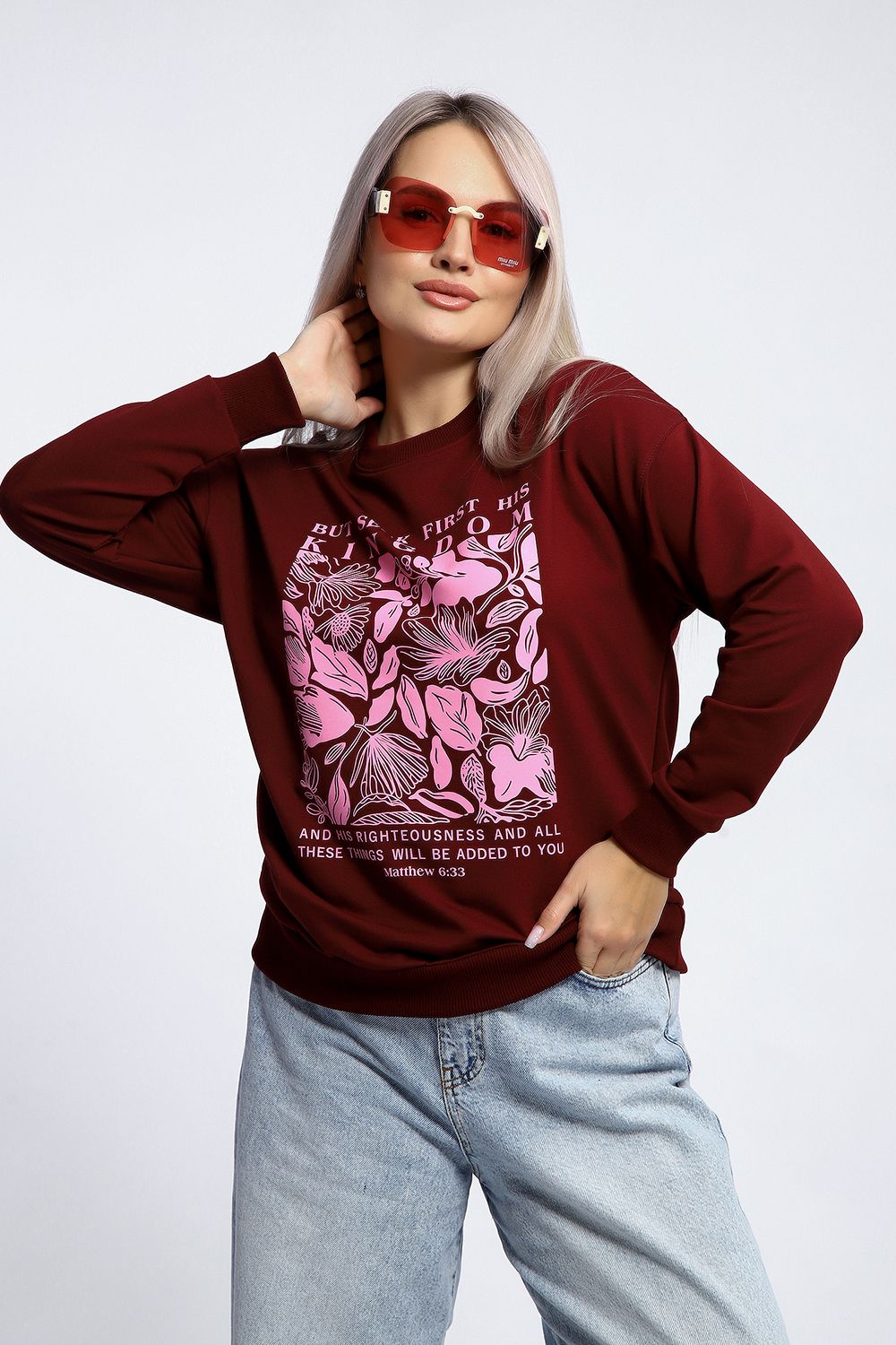 Толстовка 80047 - бордовый