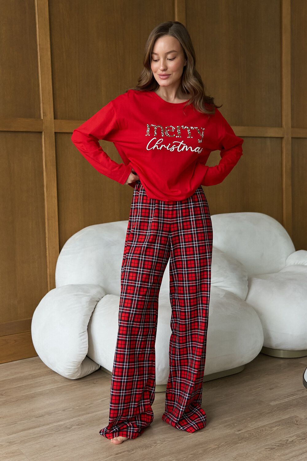 Пижама с брюками хлопковая TOMI - красный Пижама с брюками хлопковая TOMI - красный