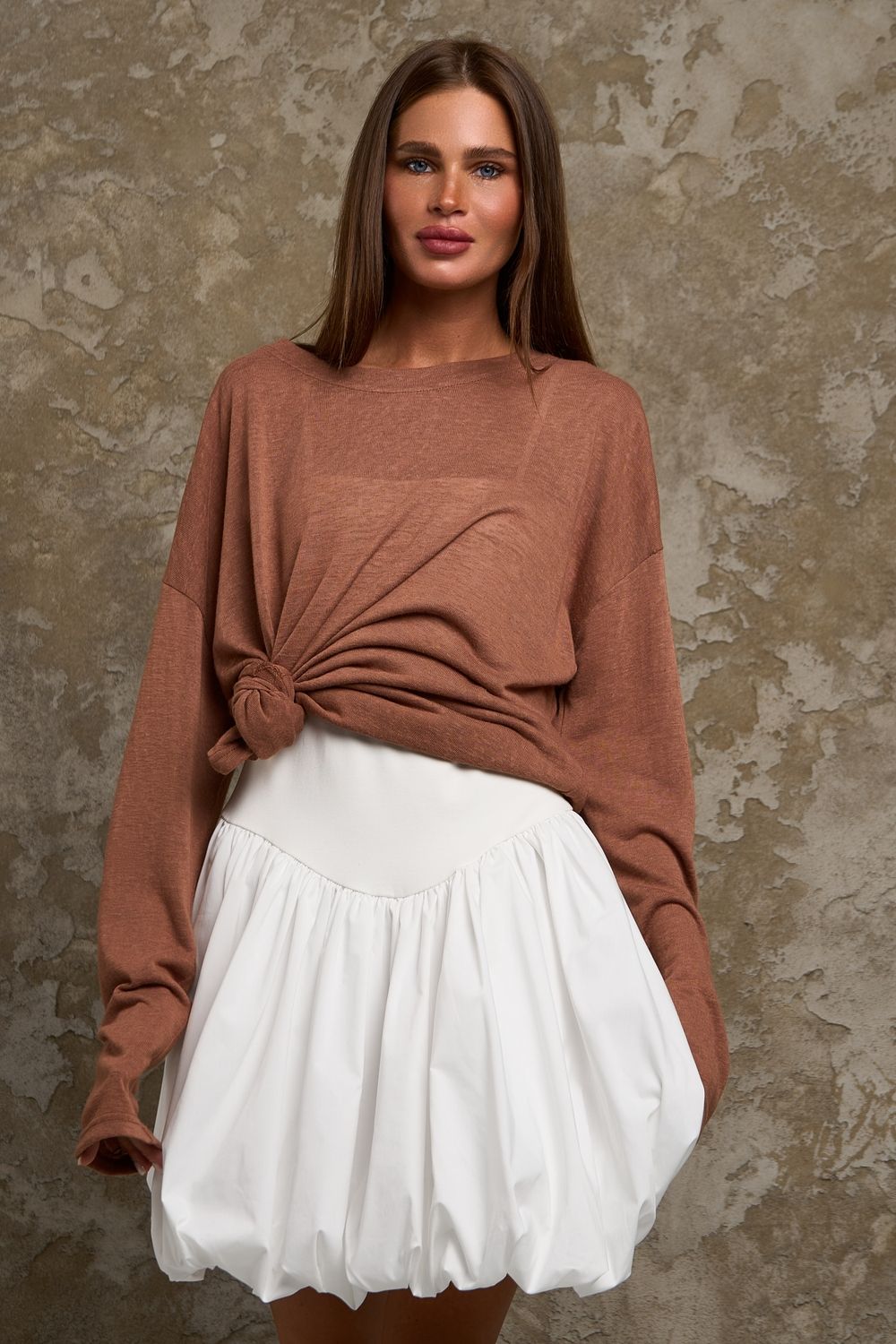 Лонгслив Флам - коричневый