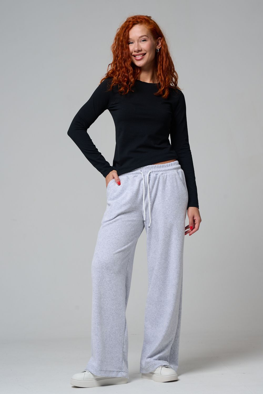 67190 брюки женские - серый меланж