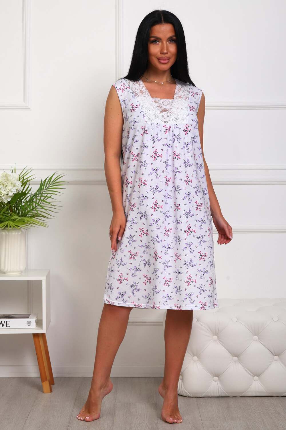 29530 Сорочка женская - синие цветы