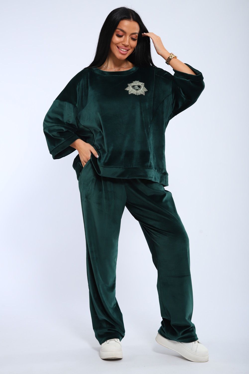 Женский костюм с брюками и кофтой 320 - зеленый