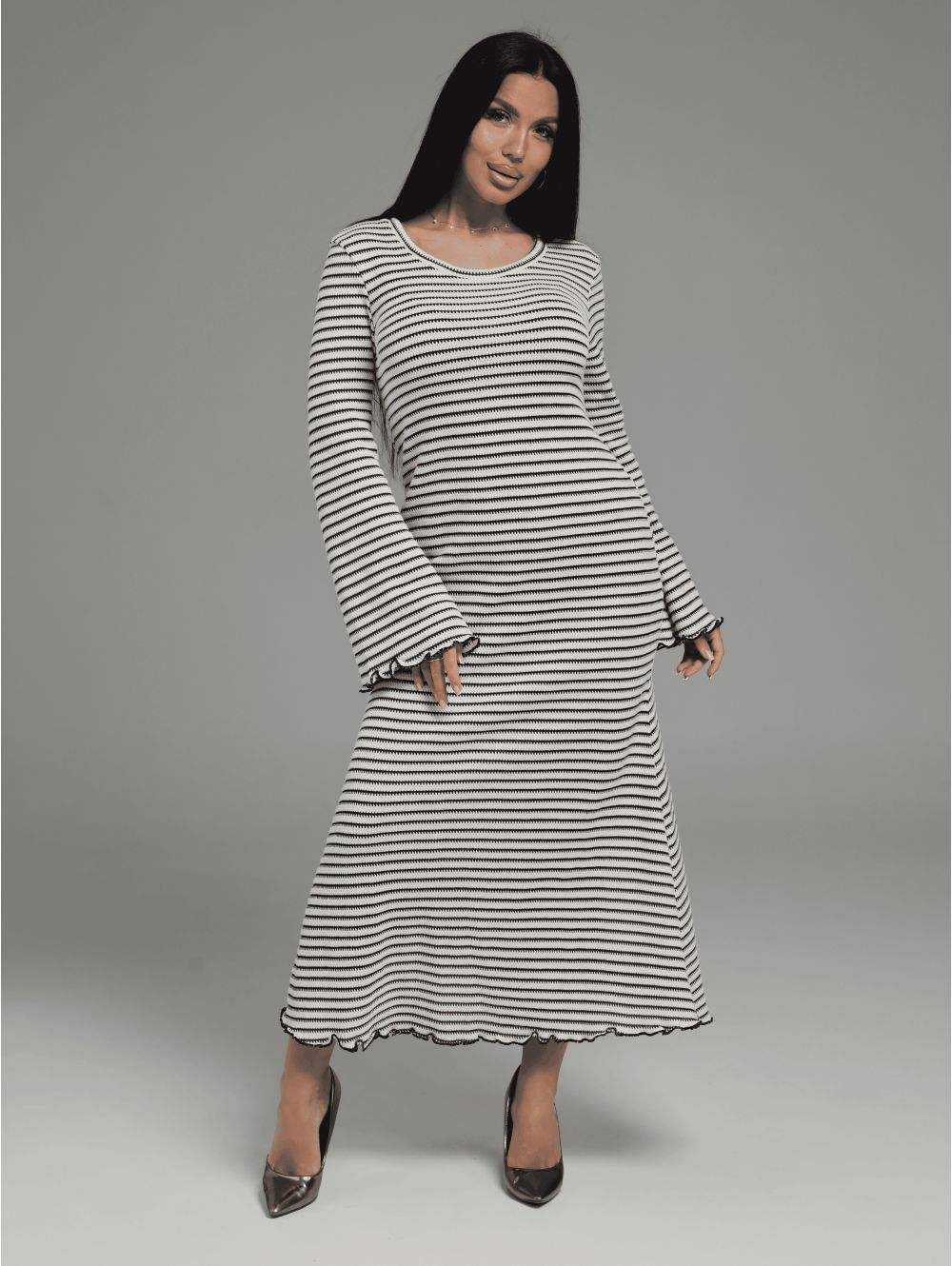 Амелия платье женское (бело-черный)