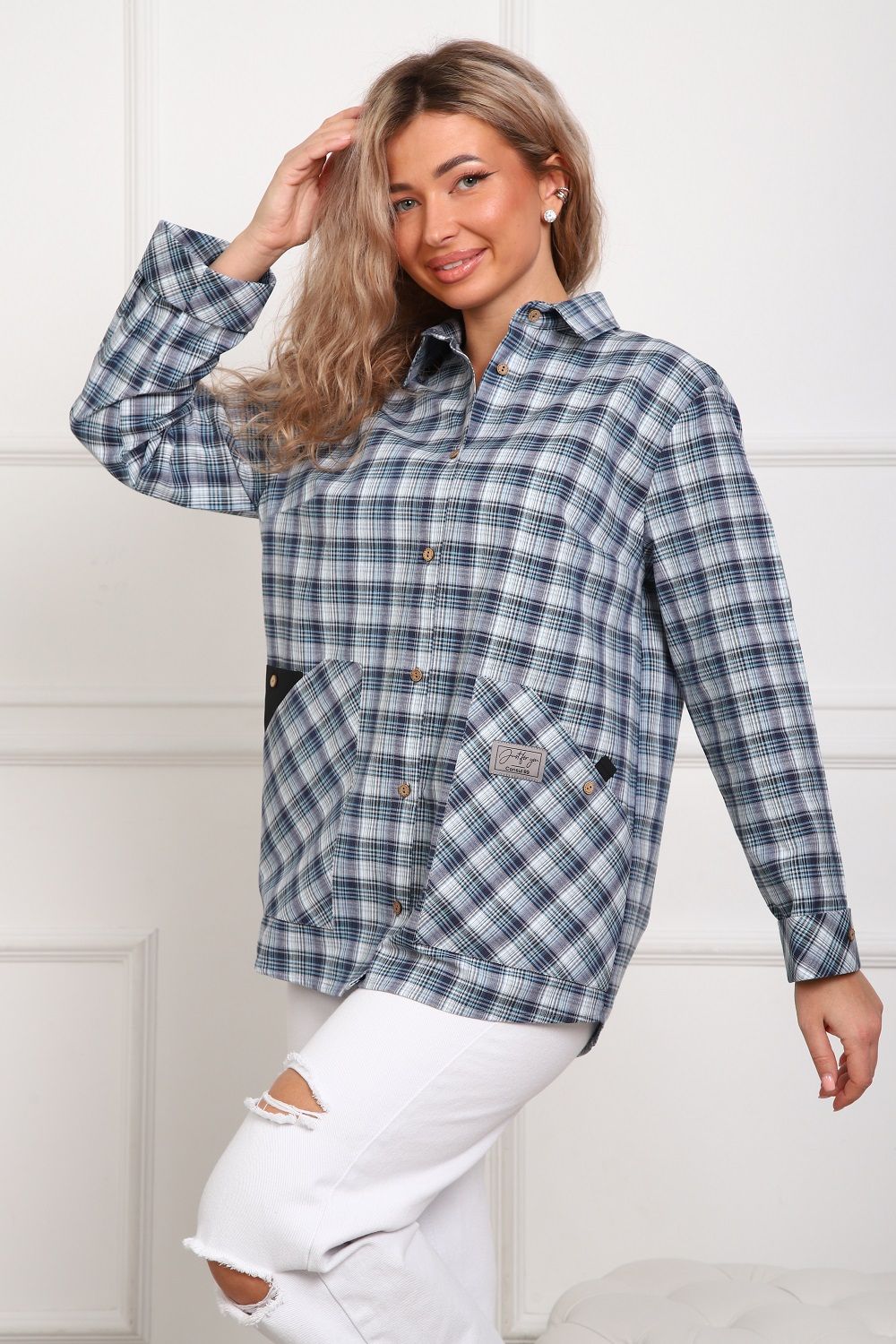 1072 Рубашка женская - серый