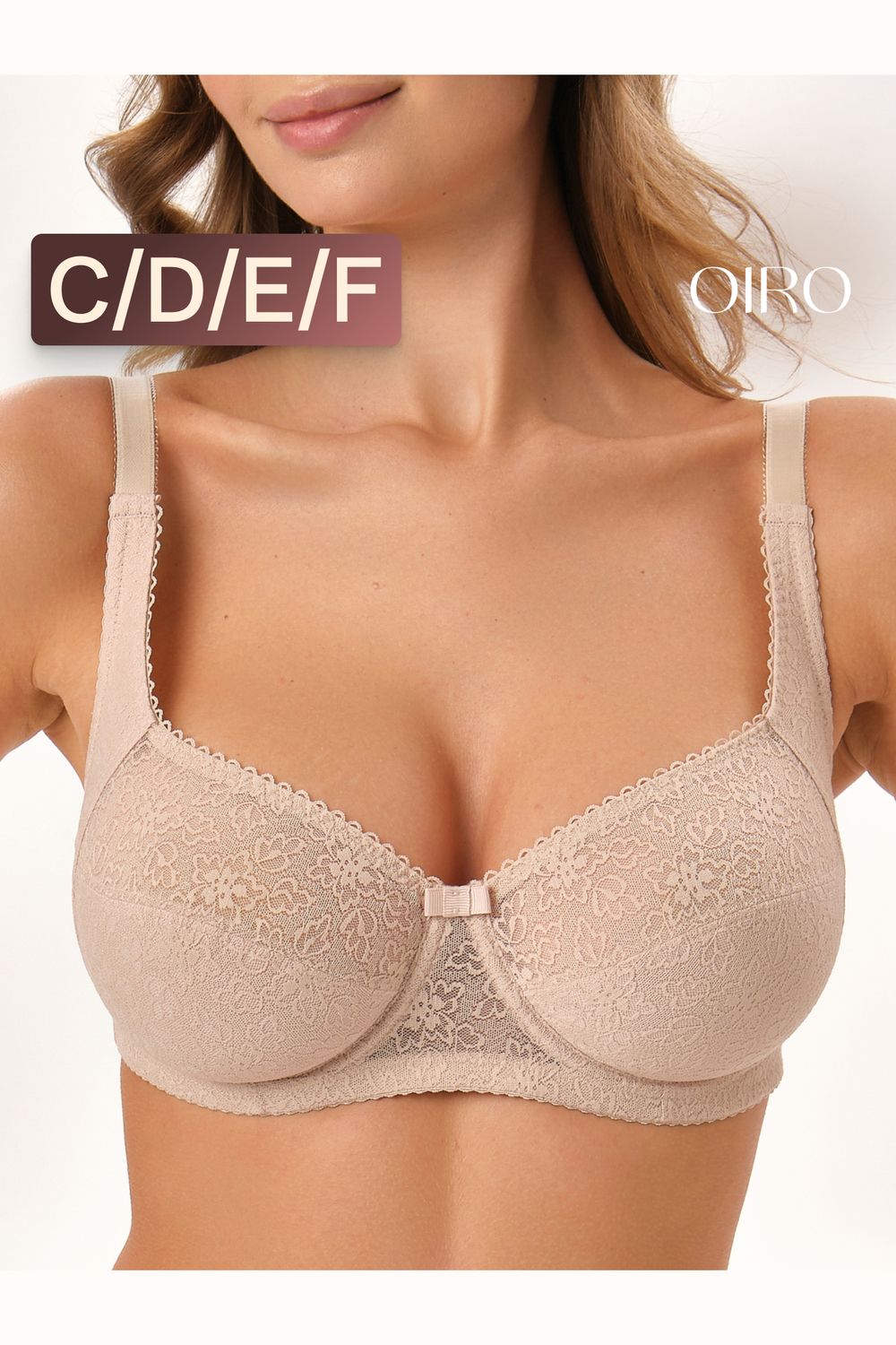 Бюстгальтер кружевной OIRO Agata 2821 - бежевый