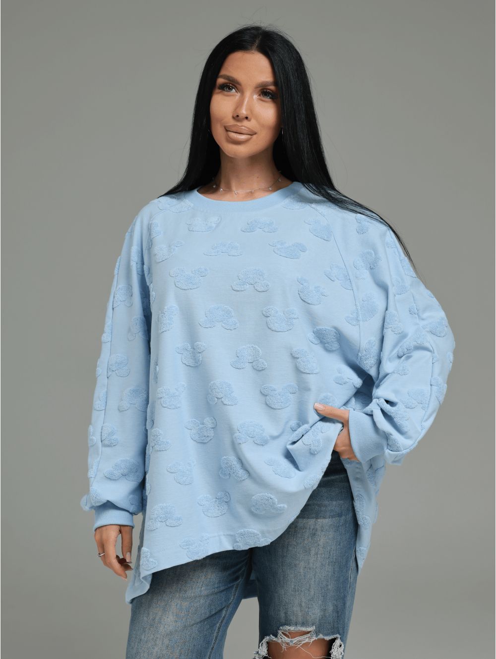 Ребека свитшот женский (махра Микки голубой)