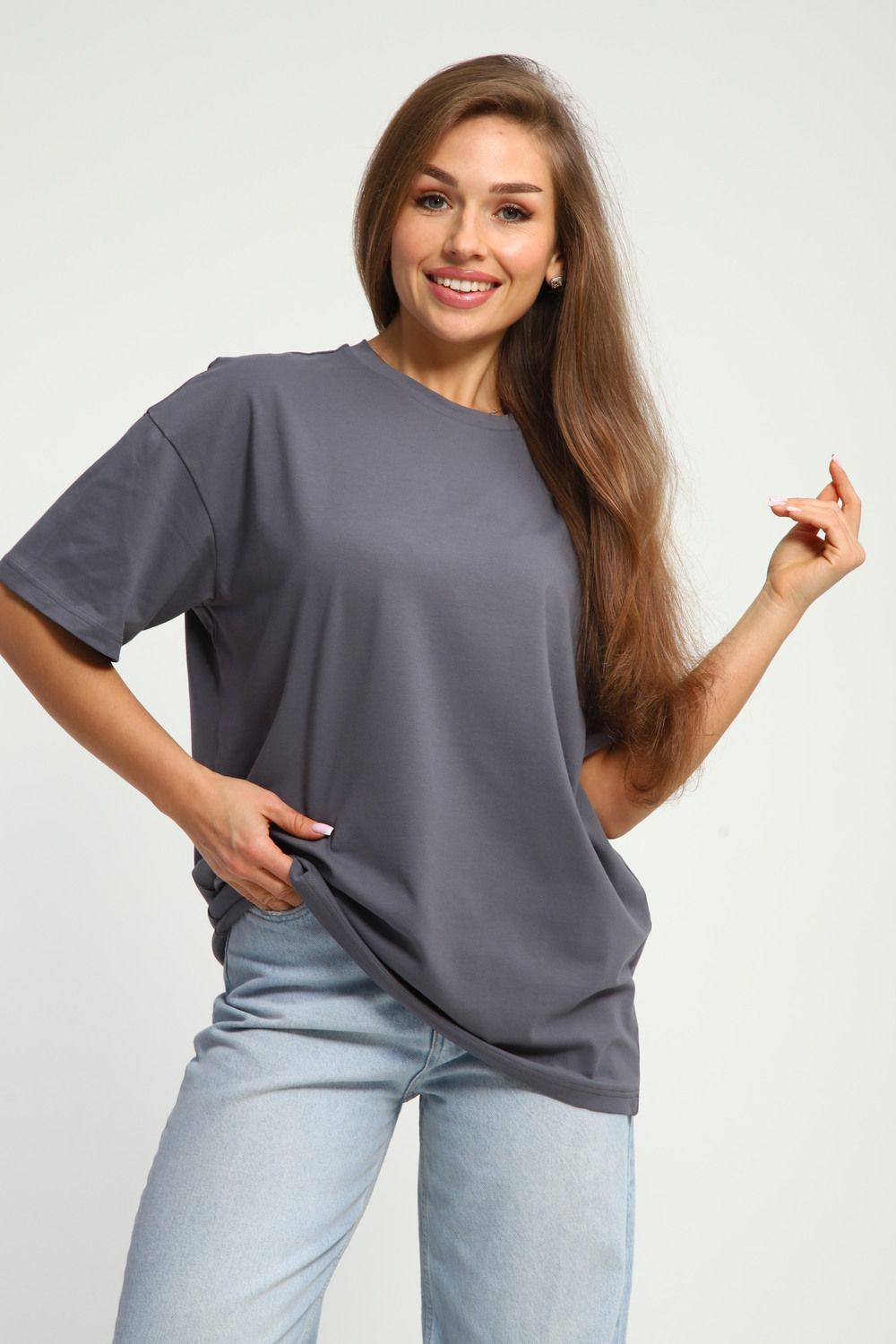 Футболка оверсайз 26012 - графит