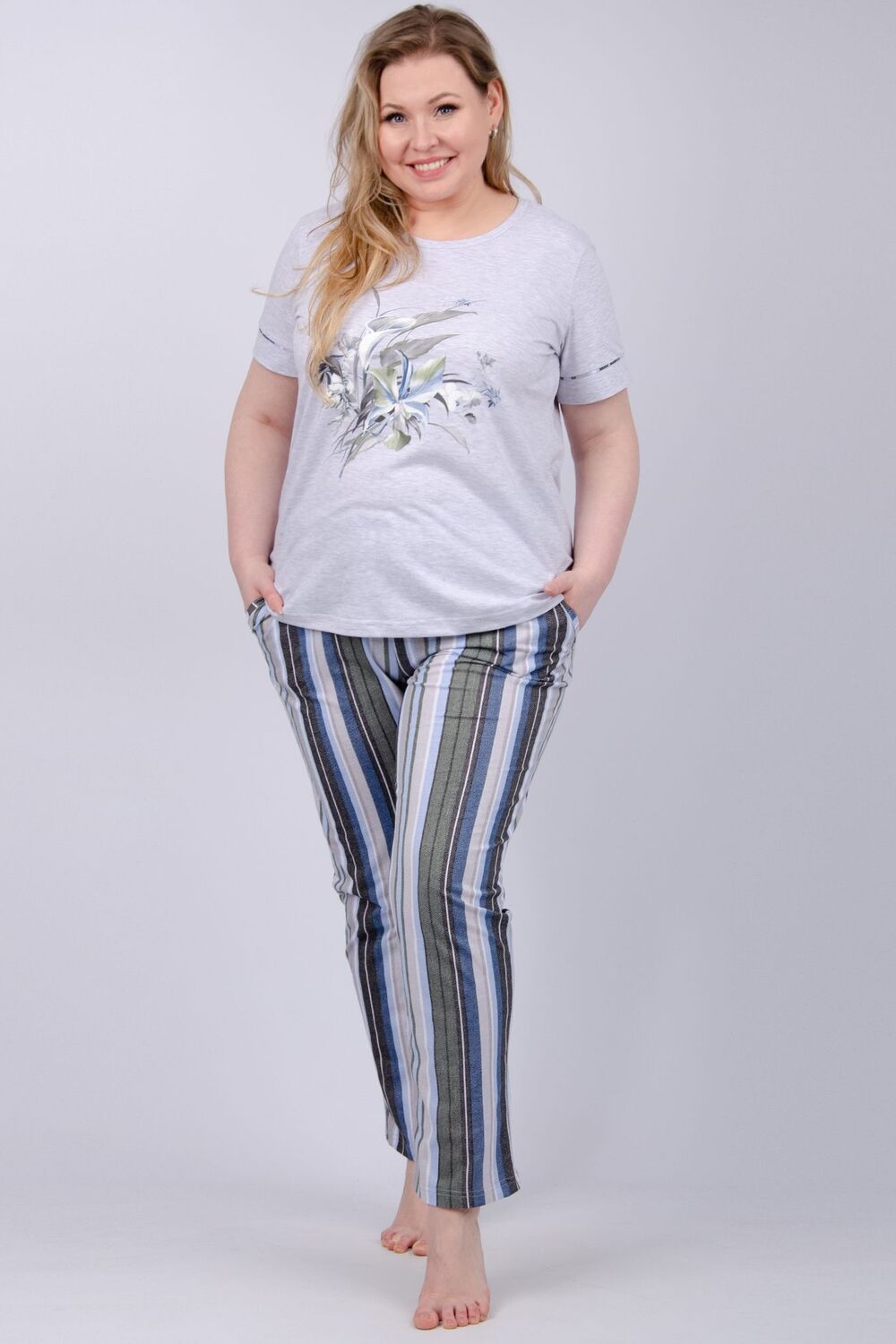 Пижама Каори женская - серый-зеленый