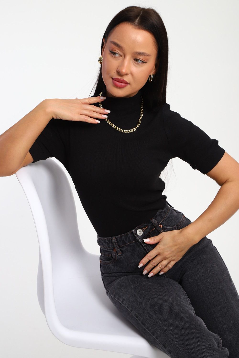 Водолазка женская с коротким рукавом 32105 - черный