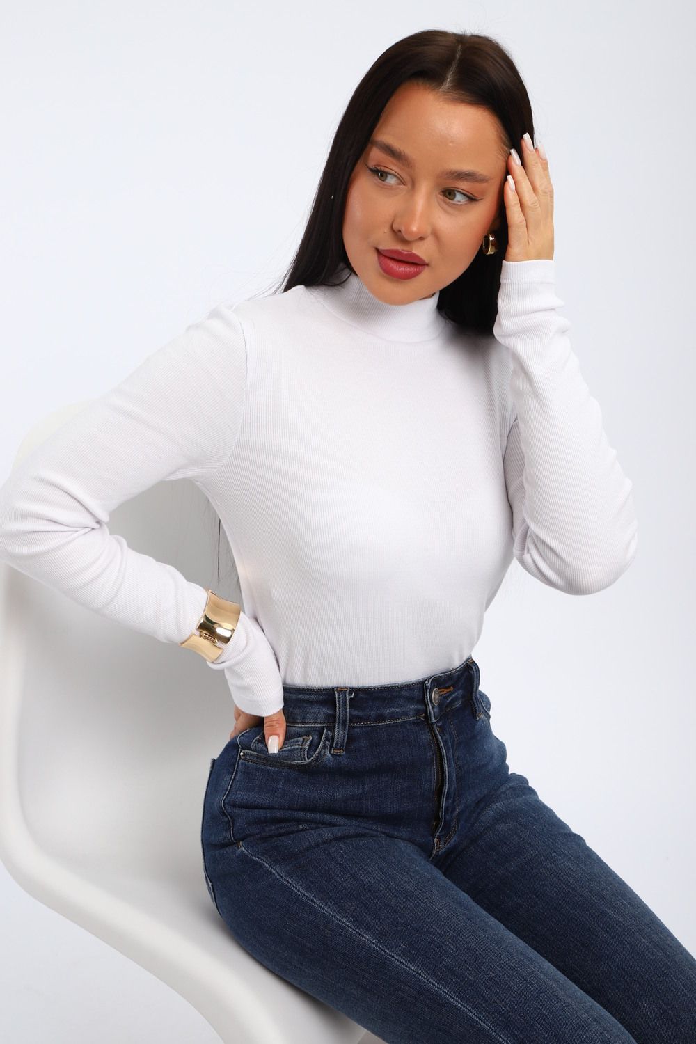 Водолазка женская с горлом теплая 32104 - белый